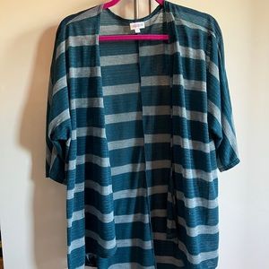 Lularoe Lindsay Kimono Cardigan in blue stripe